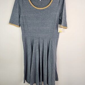 Lularoe Nicole GrayYellow Fit‎  Flare Dress Size 3XL NWT